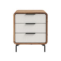 Modern Wooden Nightstand with Three Drawers and Metal Legs