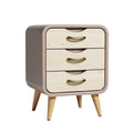 Modern Minimalist Three-Drawer Nightstand with Wood Legs